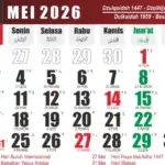 Mei 2026: Jadwal Lengkap Tanggal Merah, Libur Nasional, Cuti Bersama, dan Kalender Jawa